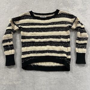 Olivia Sky Sweater Women's Medium Striped Black White Knitted Winter Pullover